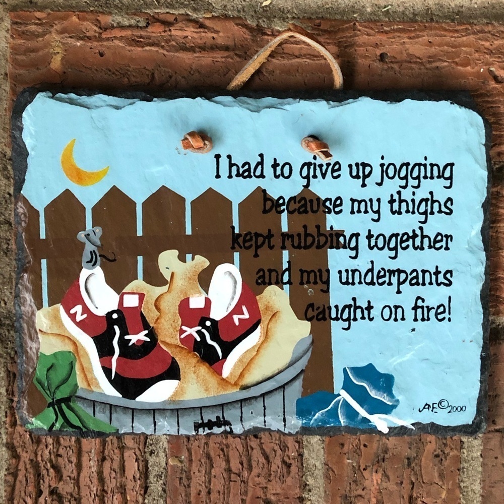 Hand Painted Original Hand Cut Slate Tile Wall Sign by Plain Jane 7.5” x 5.5”